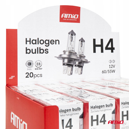 Zestaw żarówek halogenowych H4 12V 60/55W filtr UV (E8) 20szt.