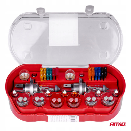 Zestaw zasobnik komplet żarówek zapasowych bezpieczniki 30 szt. H4 + H4