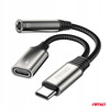 Adpater rozgałęźnik USB-C na USB-C + Mini Jack 3.5mm 10cm AMIO-04295