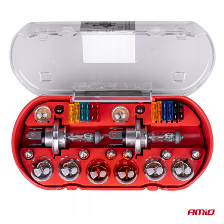 Zestaw zasobnik komplet żarówek zapasowych bezpieczniki 30 szt. H4 + H4