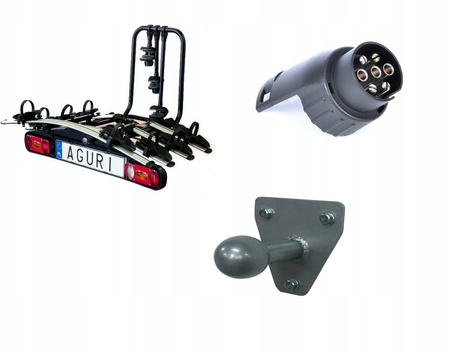 BAGAŻNIK ROWEROWY NA 2 ROWERY AGURI ACTIVE BIKE 2 SREBRNY