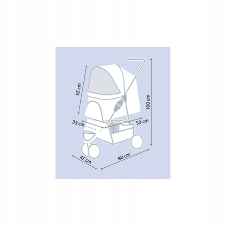 Wózek dla zwierząt, 47 × 100 × 80 cm, czarny