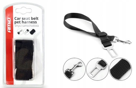 Smycz samochodowa dla psa kota do pasa bezpieczeństwa AMIO-02232