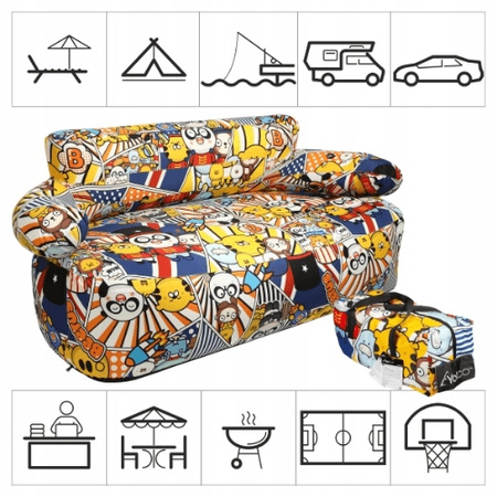 Sofa dmuchana Yolco z oparciem wielokolorowa 171x68 cm 400 kg