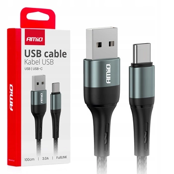 Kabel Amio USB - USB typ C 1 m czarny